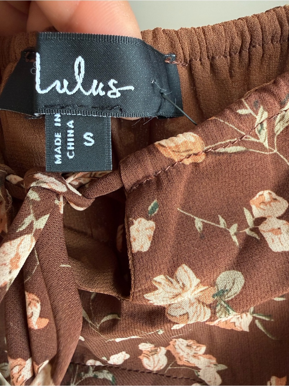Lulu's Brown Floral Square-Neck Puff Sleeve Midi Dress - Picture 7 of 8